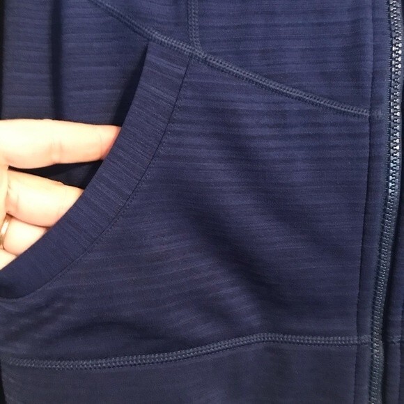 FILA SPORT Small Blue Zip Up Hooded Sweatshirt Pockets Thumb Holes Soft Cozy - Picture 3 of 6